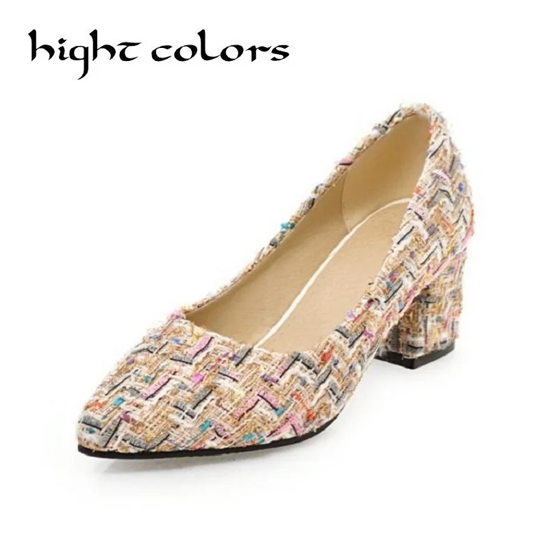 

6 Colors Classics Women's Shallow Office Shoes New Arrival Concise Solid Flock Pointed Toe Women Pumps Fashion Gingham SIZE 45