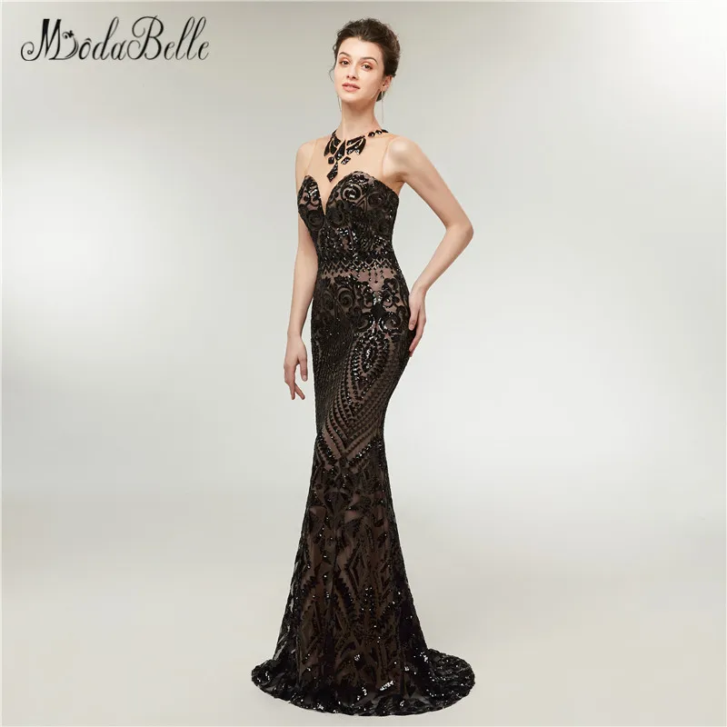 modabelle 2018 Black Sequin Prom Dresses Mermaid Trumpet Style Women Elegant Long Evening Formal Gown Vestido Festa Longo | Свадьбы и