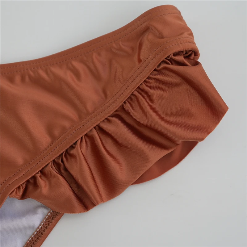 

New Sexy Solid Coffee Bikini Women Swimsuit Overlaps Bathing Suit S-L Girl Hollow Knot Swimwear Backless Padded Micro Bikini Set