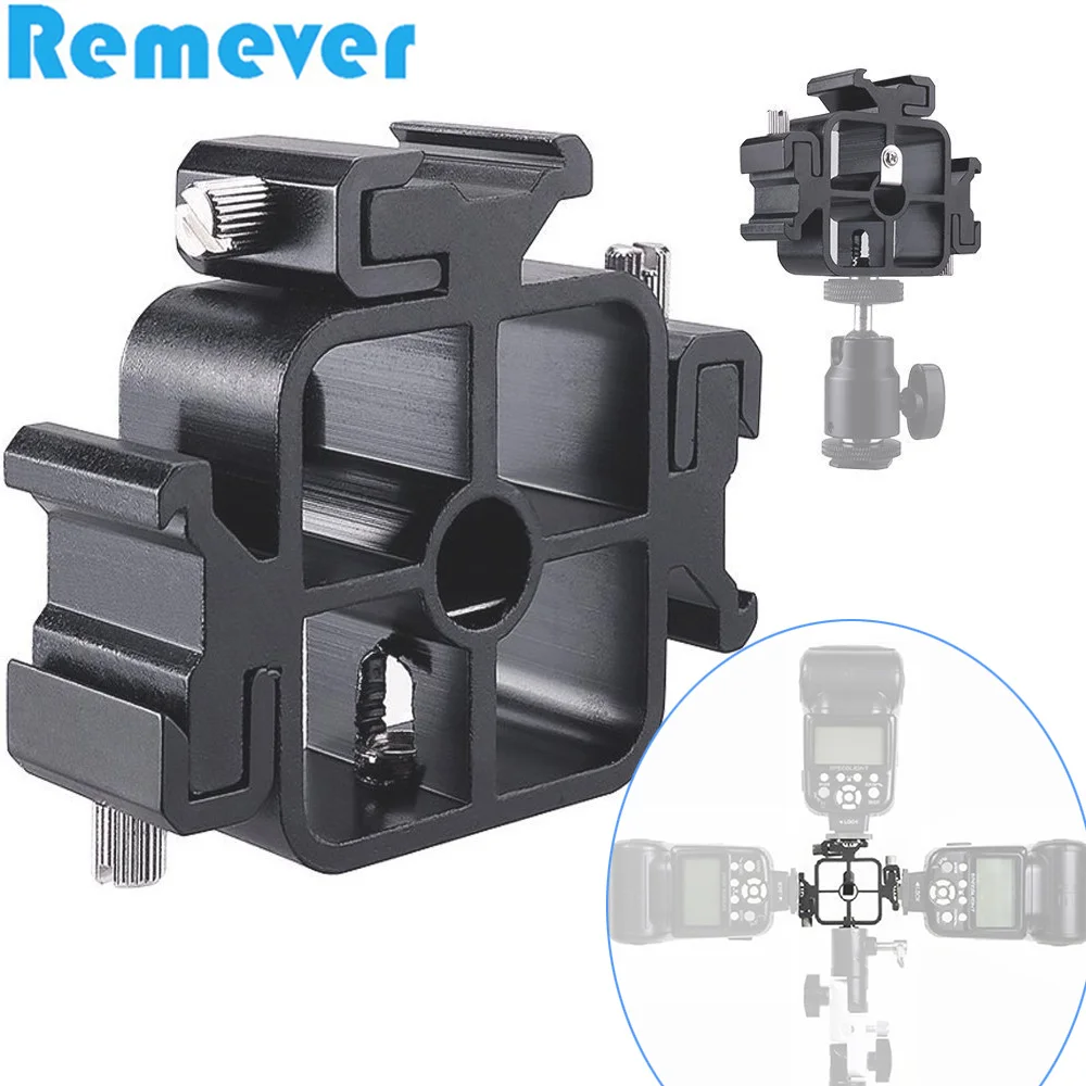 

Aluminum Alloy Stands Mounts Holder with 3 Cold Shoes Base Adaptor for Tripod Flash Light Photography