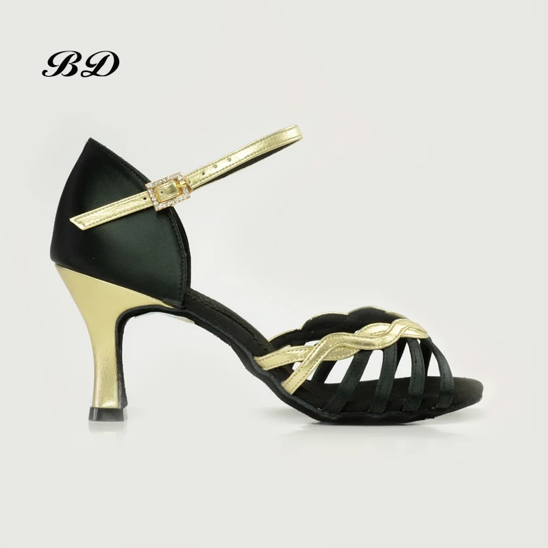 Женские туфли для бальных танцев на мягкой подошве импортные атласные черного и