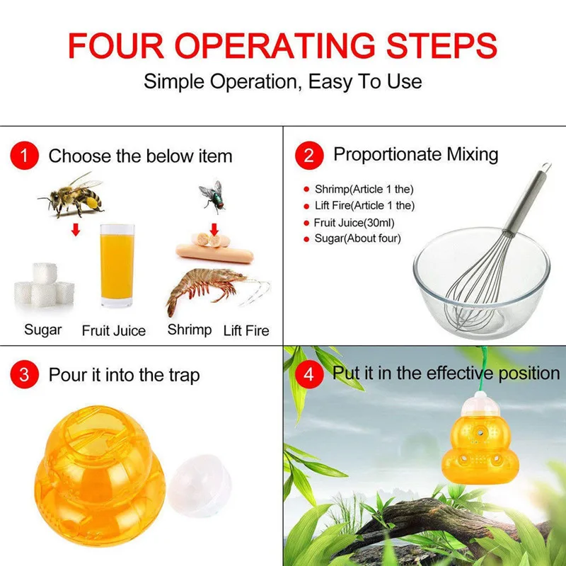 Ловушка для ОС мухи насекомые жуки Висячие медовый горшок ловушка убийца без яда