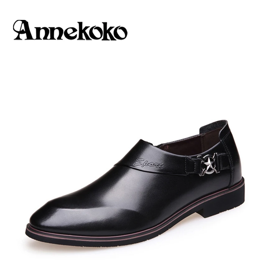 Annekoko Brand Fashion Designer Luxury Leather Formal Men Shoes Black Wedding Business Loafers Man Flats Office Plus Size | Обувь