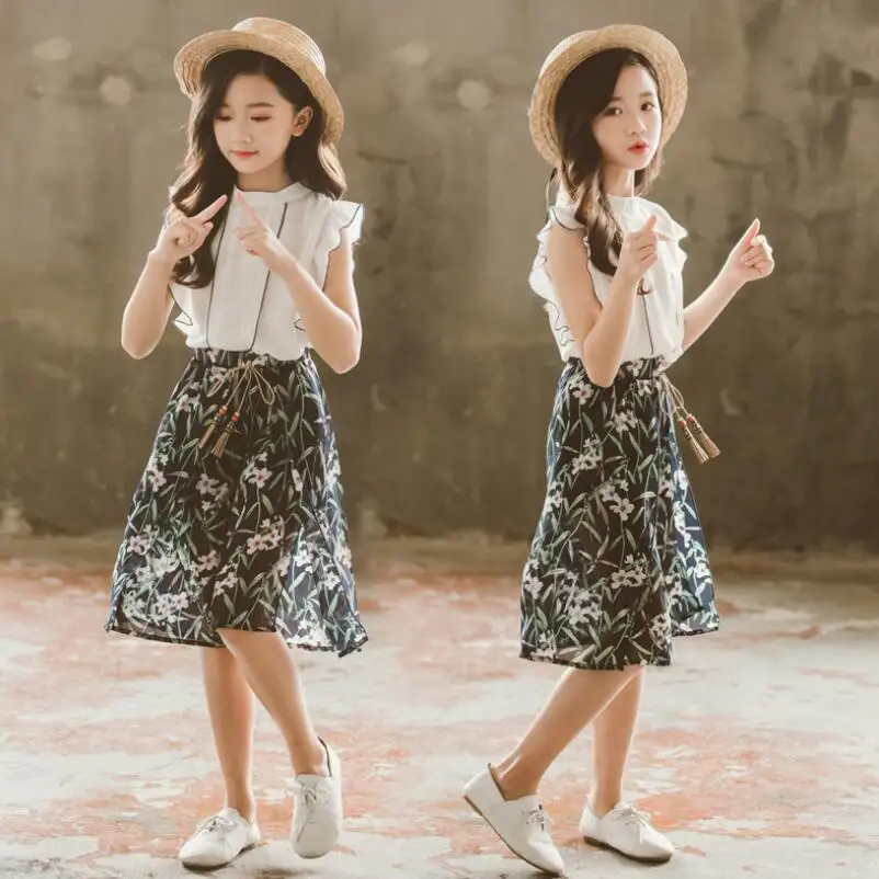 2019 летняя детская одежда комплекты одежды для девочек детские малышей блузка +