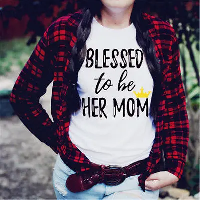 New Family Matching Shirts BLESSED to be HER MOM DAUGHTER T-shirt Tops Clothes | Мать и ребенок