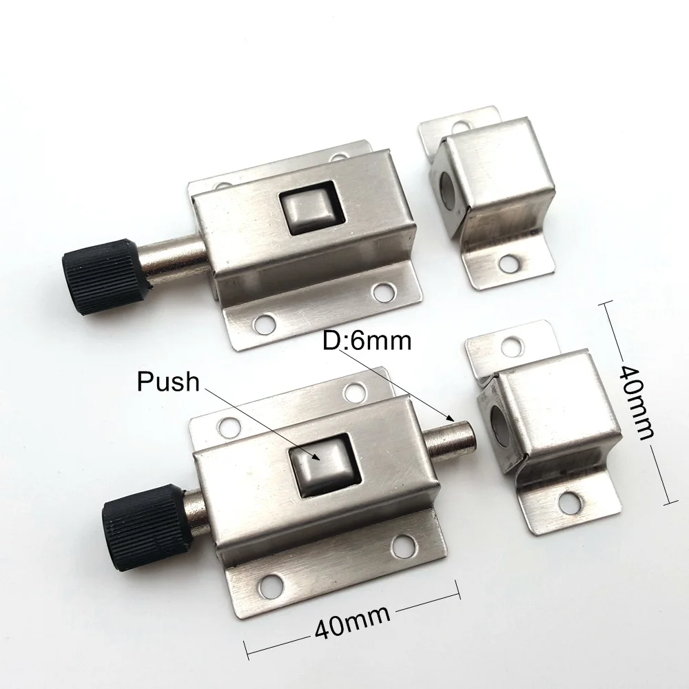 1Pcs 2 inch Stainless Steel Brushed Automatic spring Door Latch Sliding Lock Bolt Latch Hasp Staple Gate Safety Lock