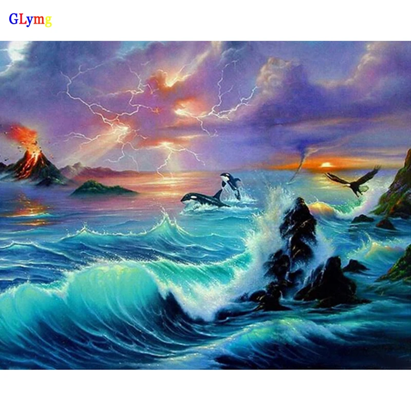 Алмазная вышивка GLymg, картина с изображением фермы, Осенний пейзаж, алмазная вышивка, полный квадратный природный пейзаж, Европейское украшение для дома