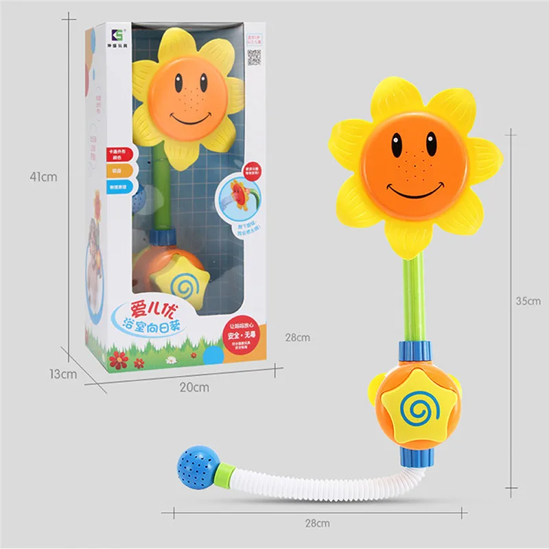 Мультфильм Детские Игрушки для ванны Подсолнух Спрей Вода смеситель для душа детская игрушка для ванной с коробкой игрушки для ванной для детей игра в воду