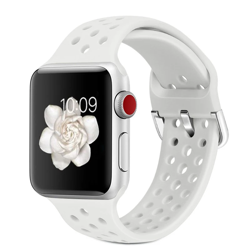 Сменный ремешок для Apple Watch 5 4 40 мм 44 мм мягкий силиконовый спортивный дышащий резиновый ремешок для iWatch серии 5 4 3 2 1 38 мм 42 мм - Цвет ремешка: Color 20
