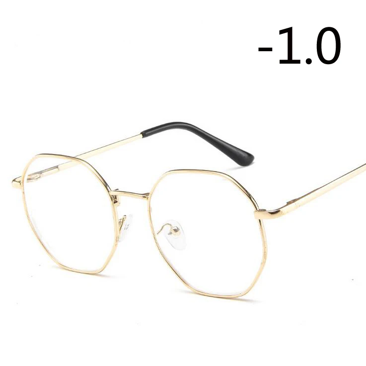 Myopia 100 1,0-1,5-2,0-2,5-3,0-3,5-4,0 женские мужские готовые очки для близорукости Ретро Металлические прозрачные линзы диоптрий очки для унисекс - Цвет оправы: Myopia 100