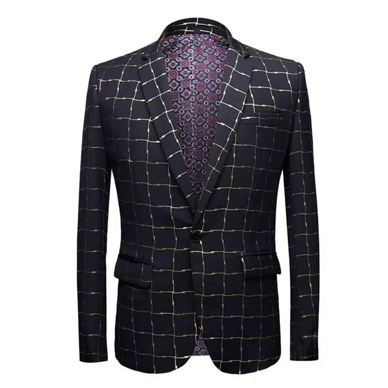 Мужской Блейзер YUNCLOS золотисто розовый облегающий блейзер с цветочным узором