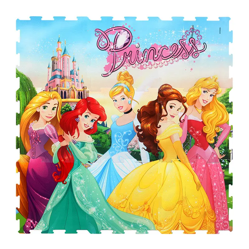 Princess mats 9pcs Милые Развивающие мягкие напольные пазлы с Винни-машинкой EVA, игровые коврики для ползания, детские игрушки для мальчиков, подарки для малышей, 9 шт, толщина 1 см - Цвет: Princess mats 9pcs