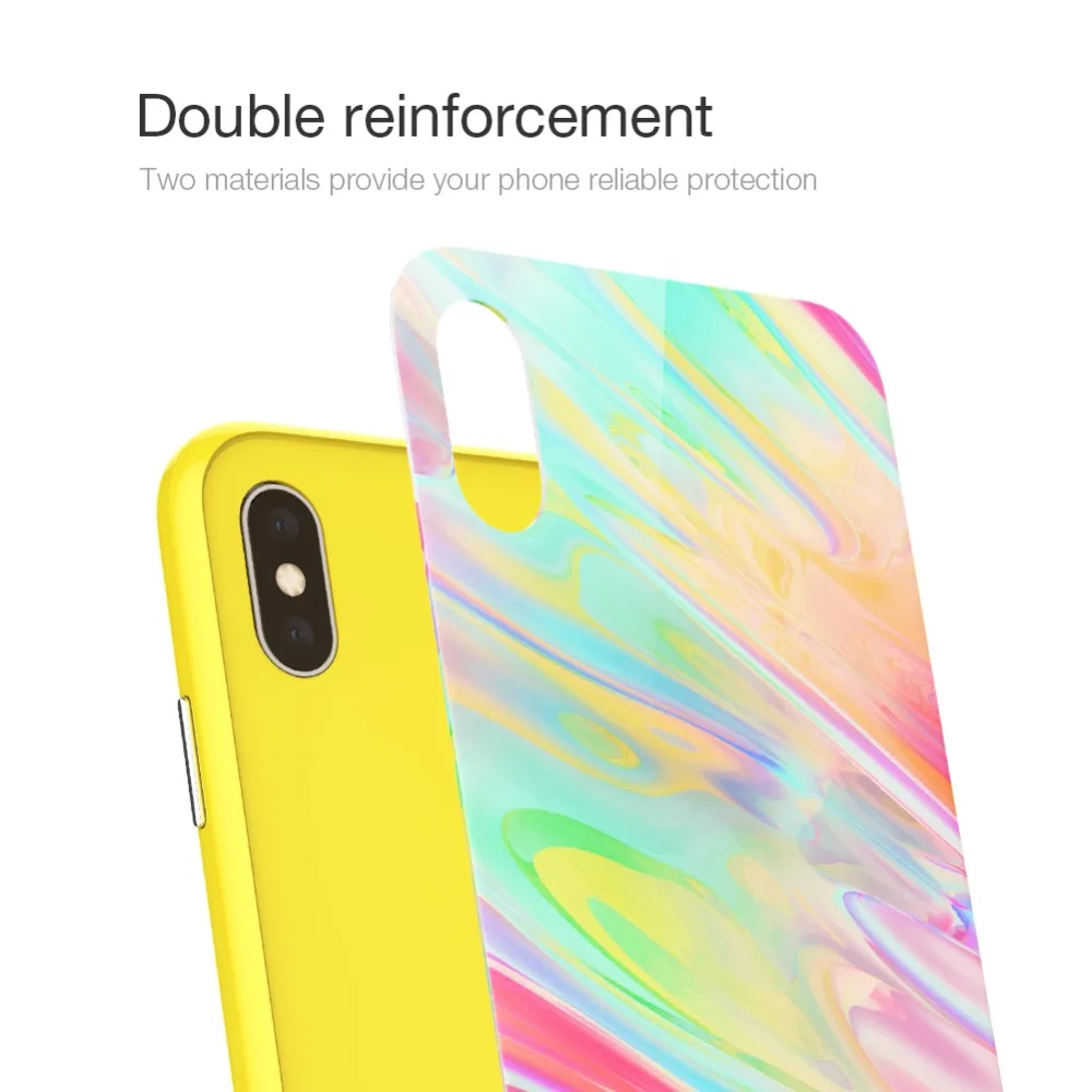 Nillkin for iPhone XS Max Case Luxury Cover Tempered Glass + PC Shadow Ombre Phone For Back Shockproof |