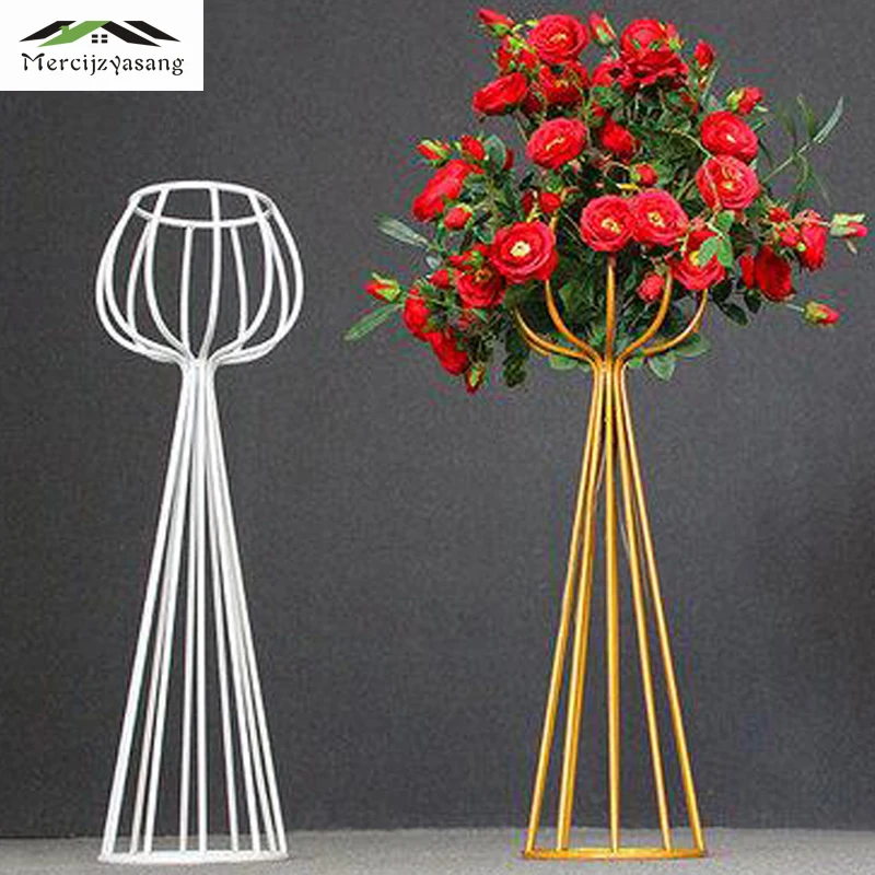 

4Pcs/Lot Flower Vases Floor Metal Vase Plant Dried Floral Holder Flower Pot Road Lead for Home/Wedding Corridor Decoration G143