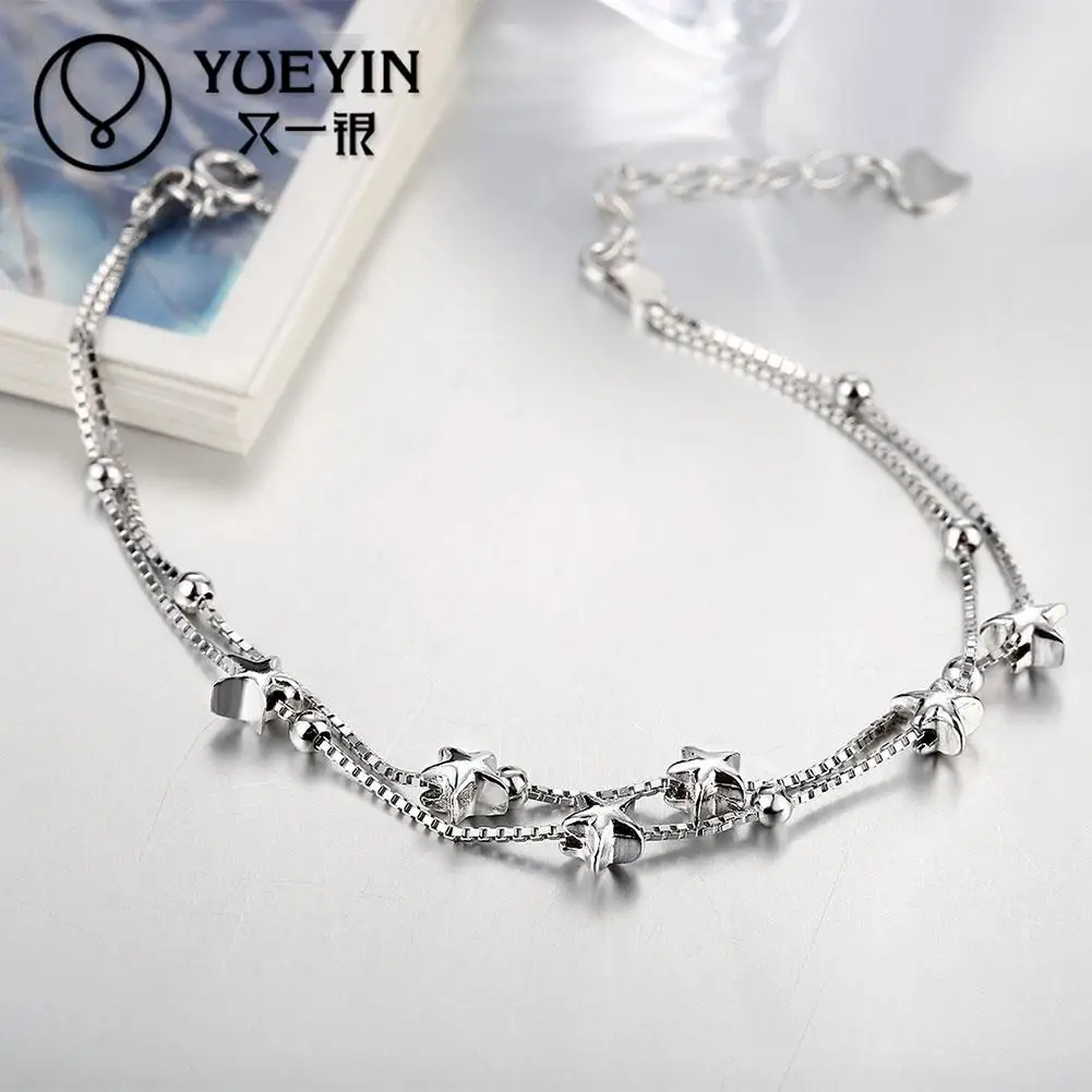 H057 silver fashion bracelets plated jewelry wedding for women charm chain | Украшения и аксессуары
