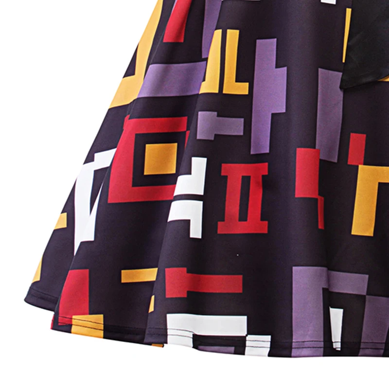 Женское вечернее платье с короткими рукавами и геометрическим принтом винтажные