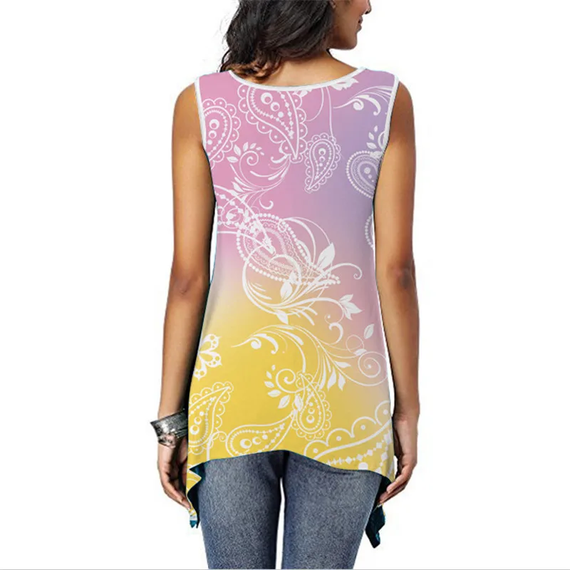 Женское платье туника без рукавов винтажное летнее пляжное в стиле бохо с