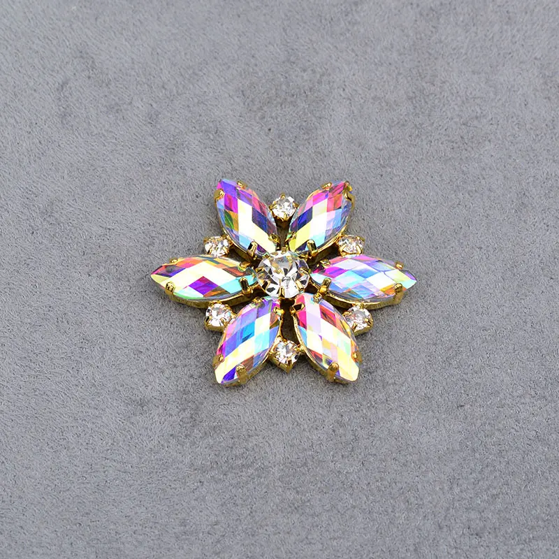 Crystal AB JUNAO 36 мм розовый усеяны искусственными драгоценными камнями; Стекло Стразы Цветочная аппликация из страз с плоской задней частью драгоценные камни пришить коготь камни Одежда ювелирных изделий для поделок - Цвет: Crystal AB