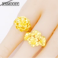2018 fashion 24k gold color flower knuckle metal rings for women vintage finger ring female party jewelry gifts drop shipping