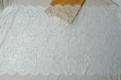 Off white width 65cm Красивые ресницы свадебные кружевные ткани ручной работы материал вечернее платье одежда ткань ширина 150 см 3 м/шт - Цвет: Off white width 65cm
