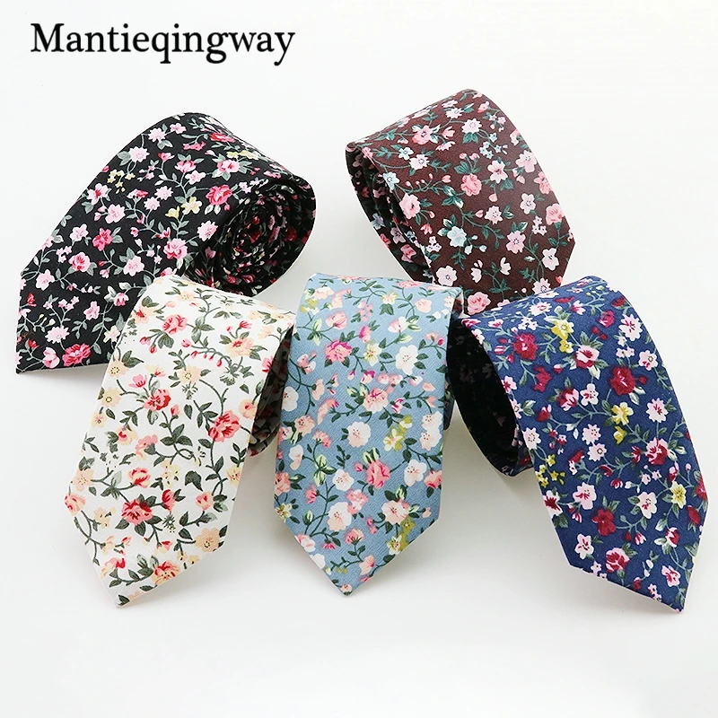 Mantieqingway мужской цветочный галстук в горошек хлопковые узкие и обтягивающие галстуки в повседневном стиле для мужчин свадебные вечерние Цветочные Узкие галстуки для мужчин и женщин