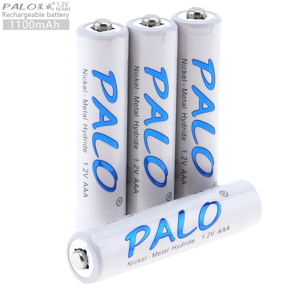 PALO 4 шт. 1 2 в AAA 1100 мАч ni mh аккумуляторная батарея с предохранительным клапаном для