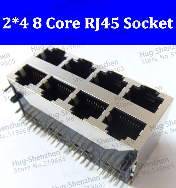 High Quality new Ethernet port socket RJ 45 2x4 8p 8 core 8P8C internet access RJ45 Connector 5pcs/lot | Компьютеры и офис