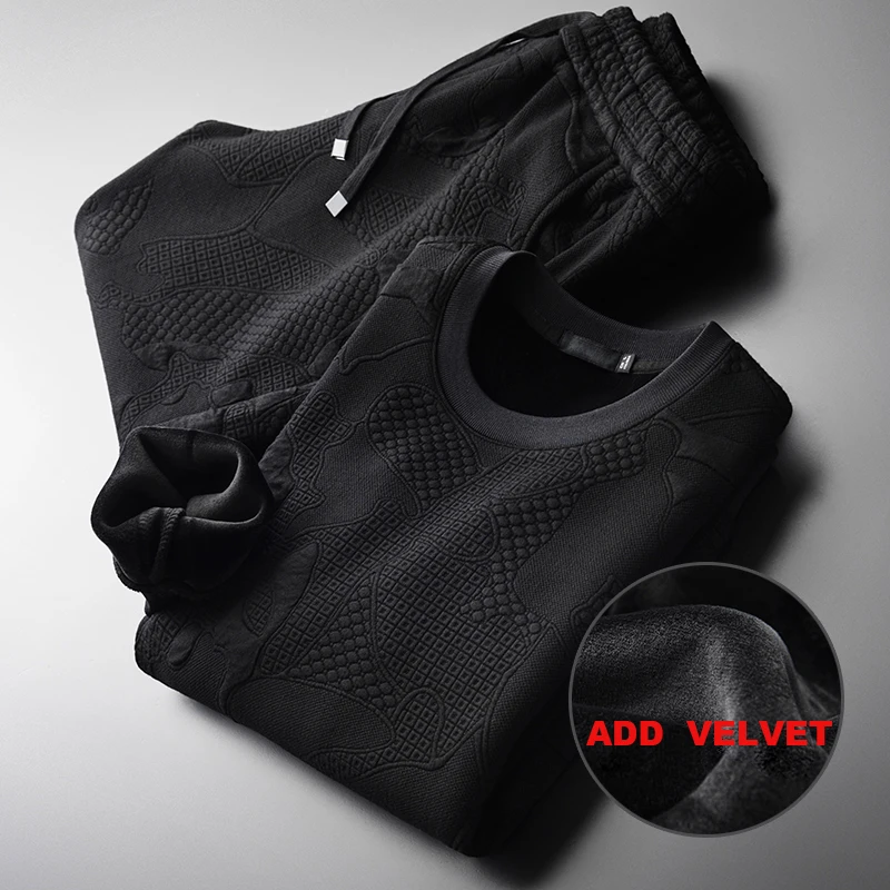 Мужские комплекты Minglu роскошная осенне зимняя жаккардовая ткань бархатная