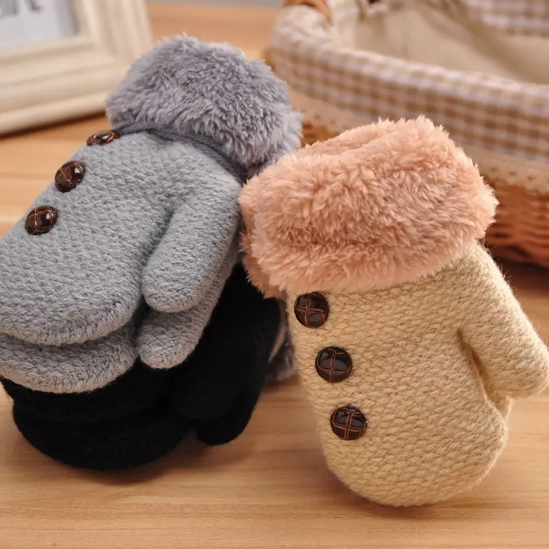 New Arrival Winter Baby Boys Girls Knitted Gloves Warm Rope Full Finger Mittens for Children Toddler Kids | Детская одежда и обувь