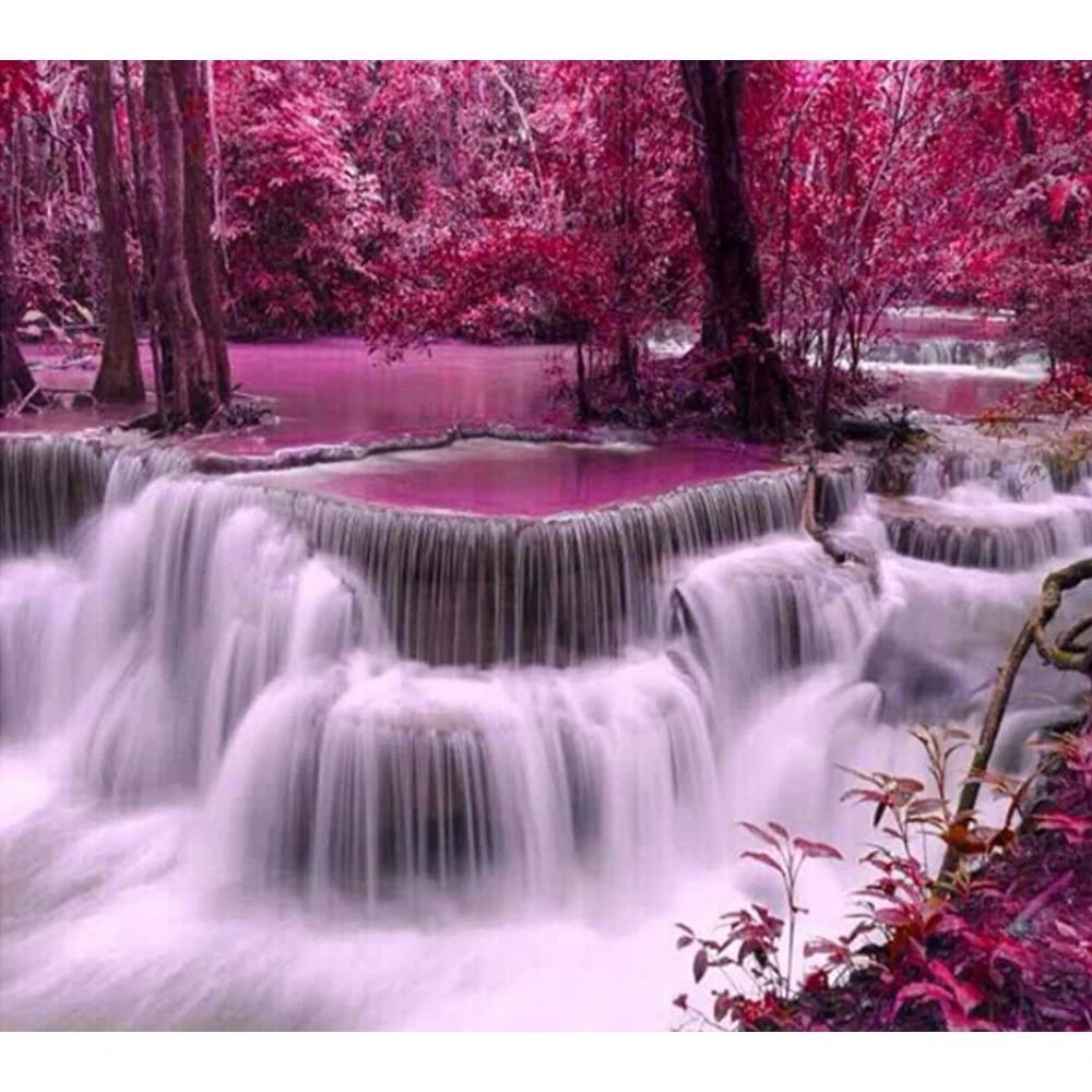 Вышивка рукоделия Сделай Сам красный водопад Алмазная картина вышивка крестиком