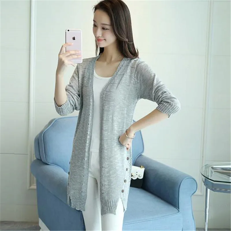 Women Knitted Cardigan Spring New Medium Long Outer Knitwear Jacket Autumn Hollow Sunscreen Tops Elegant Fashion Sweater Lj339 |