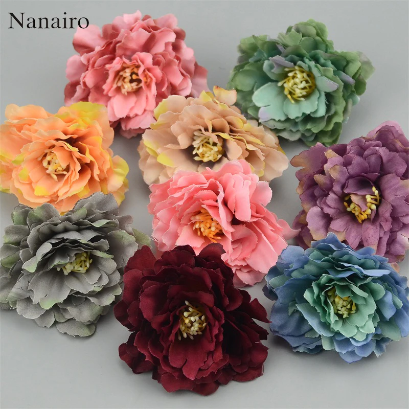 

10pcs 6cm European Artificial Carnation Flower Head For Wedding Home Decoration DIY Corsage Wreath Fall Vivid Fake Silk Flowers