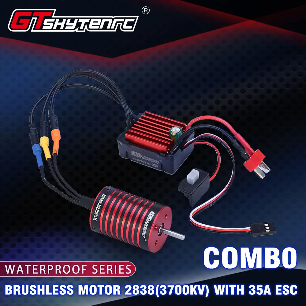 

GTSKYTENRC Combo 2838 3700KV 4700KV Brushless Motor w/ 35A ESC for Traxxas HSP Tamiya Axial 1/16 1/12 RC Car