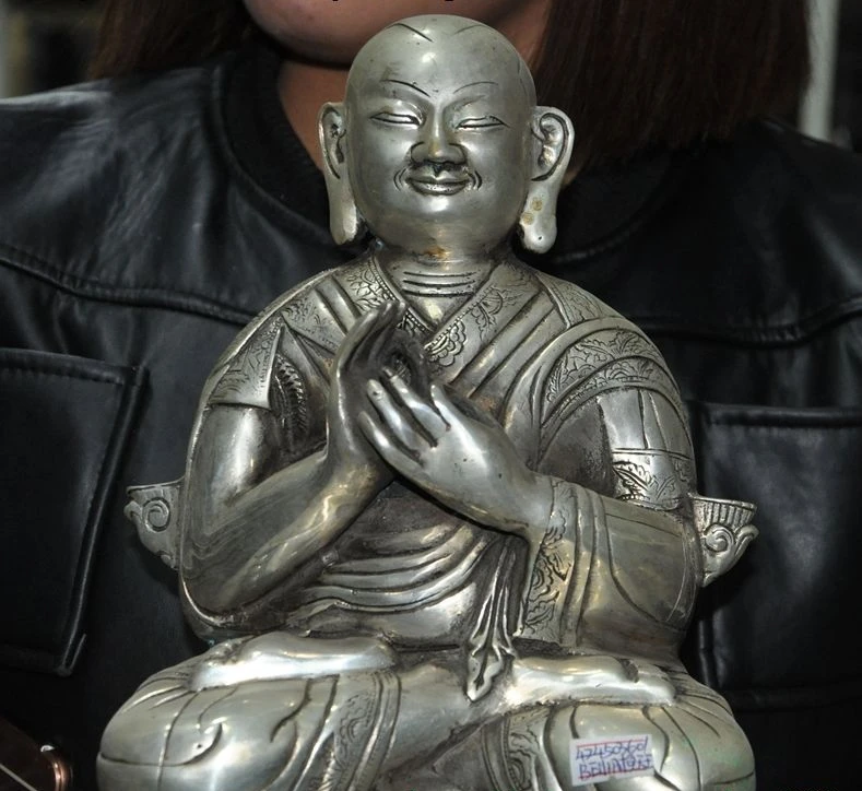 Old Tibetan buddhism Temple silver Karmapa Dalai Lama Lamas Buddha Monk Statue | Дом и сад