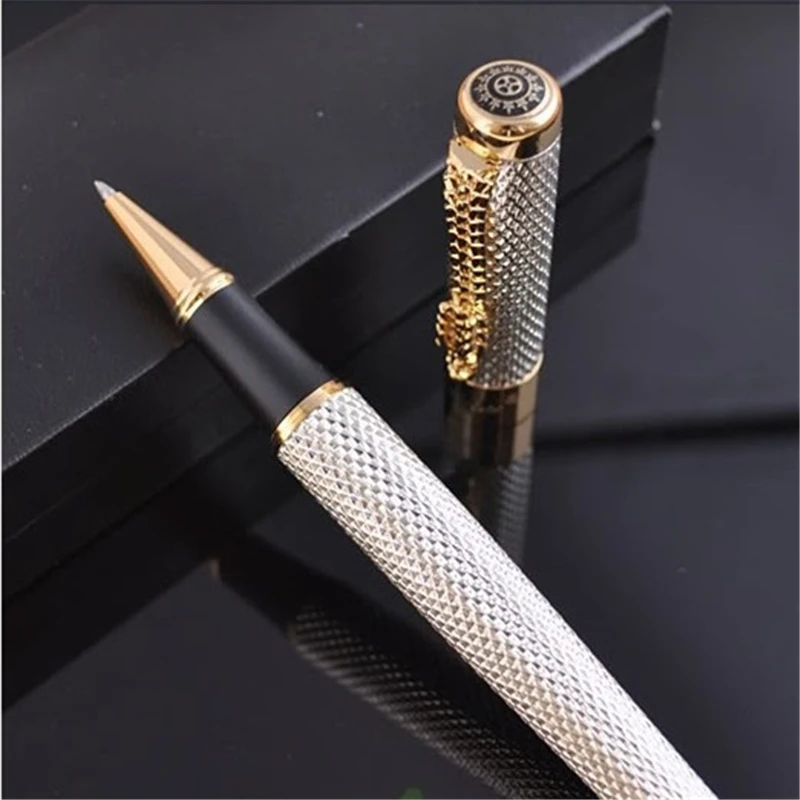 1 шариковая ручка Jinhao шт./лот 1200 Canetas Серебряный с позолоченным зажимом