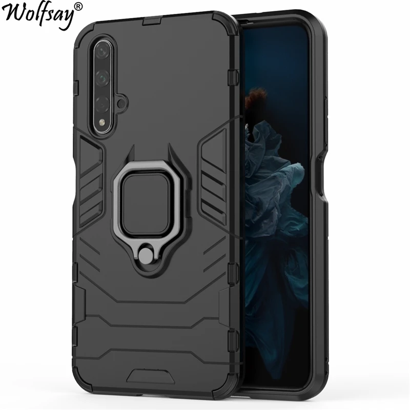 

Wolfsay For Huawei Honor 20 Case, Honor 20 Car Holder Armor Cases Hard PC & Soft Silicone Cover for Huawei Honor 20 With Magnet