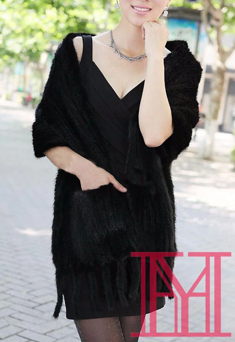 Элегантные женские зимние сапоги натуральная норковая меховая шаль накидка