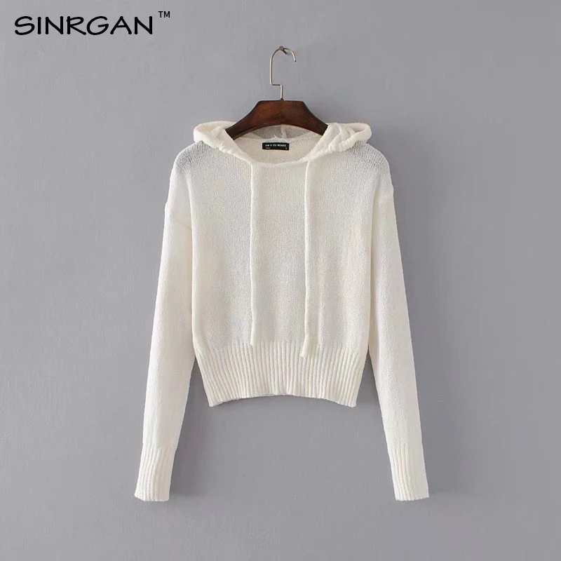 SINRGAN pullovers winter autumn women sweather hooded Casual style Long sleeve thick sweater coat tops knitted female | Женская одежда