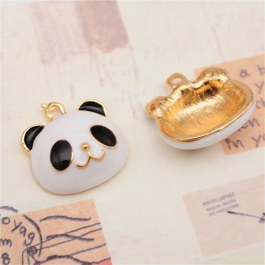 

35pcs Exquisite Panda head enamel charm pendants 18*17MM gift notebook bag craft Jewelry earring bracelet necklace Component