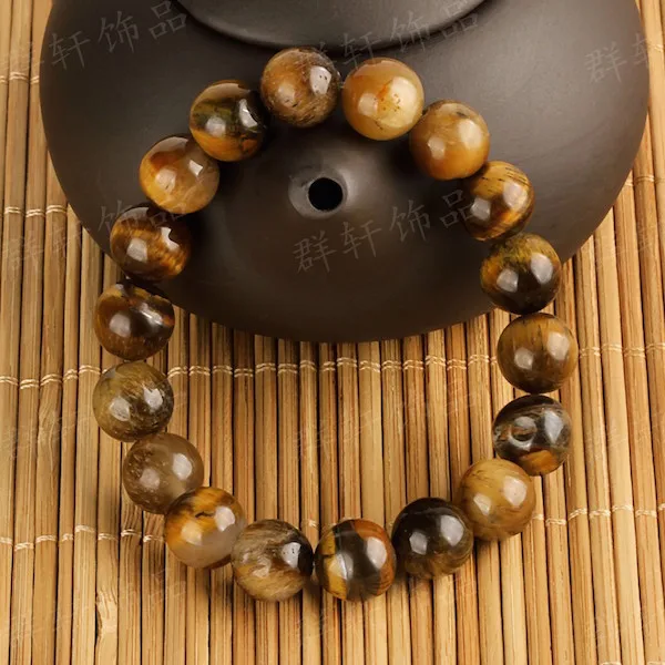 Tiger eye Высокое качество модные 19 цветов модные хрустальные 10 мм бусины браслет для женщин и мужчин ювелирные изделия оптом - Окраска металла: Tiger eye