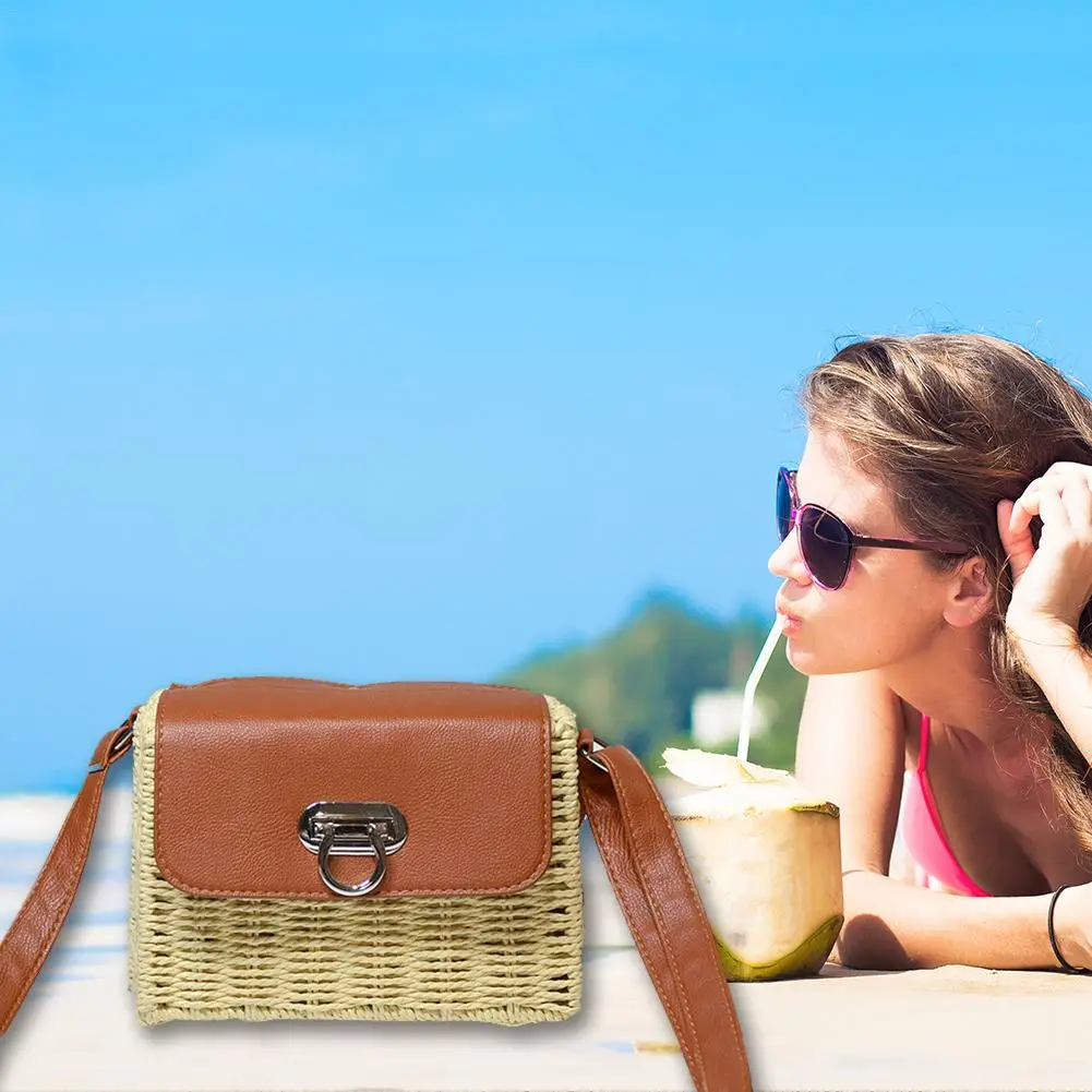 2018 Женская Сумка Соломенная плетеная пляжная горизонтальный квадрат хранение