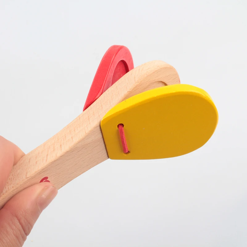 Детская Деревянная Игрушка музыкальный инструмент Castanet Clapper Handle игрушка для