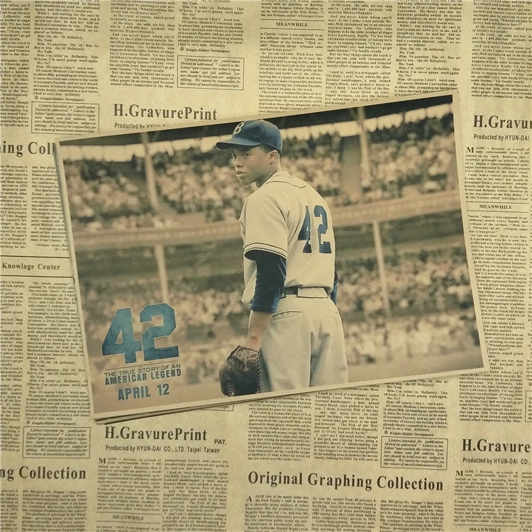42 Jackie Robinson Cooperstown Yankees Dodgers Настенный декор для фильмов крафт-бумаги постер | Дом и