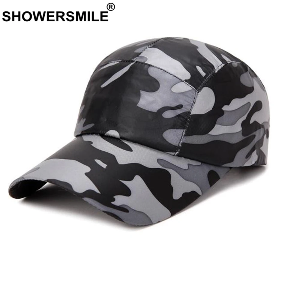 SHOWERSMILE мужская бейсбольная Кепка камуфляжная летняя кепка уличная синяя Snapback дышащая мужская Спортивная Кепка Регулируемая альпинистская Кепка папа