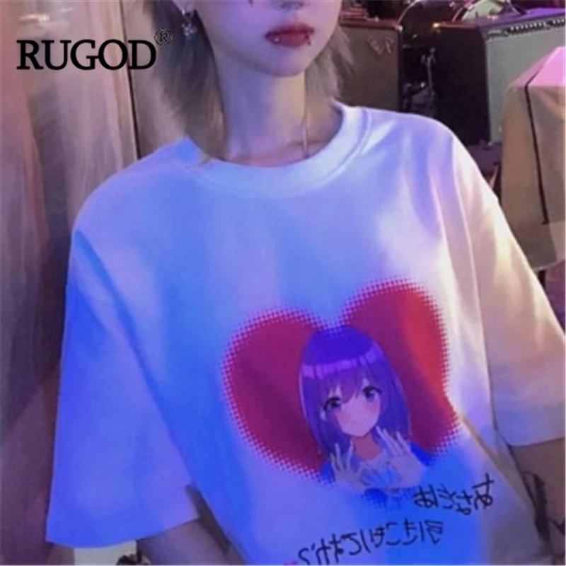 Женская футболка с круглым вырезом RUGOD Повседневная Свободная в японском стиле