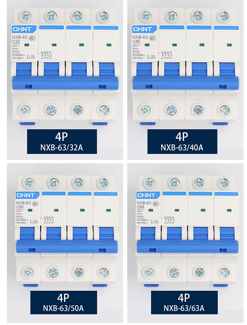 CHNT NXB-63 небольшой выключатель DZ47 воздушный выключатель 1P 2P 3P 4P 1A~ 125A C тип бытовой переключатель безопасности