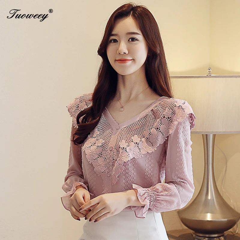 Женская шифоновая блузка с рюшами розовая оборками лето 2019 |