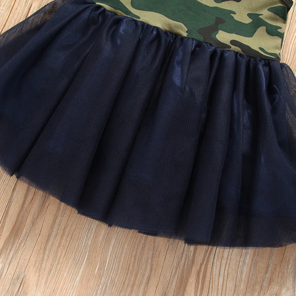 Girl dress fashion summer cute and comfy Toddler Kid Baby Sleeveless Camouflage Printed Lace Princess Dress Clothes D300311 | Детская
