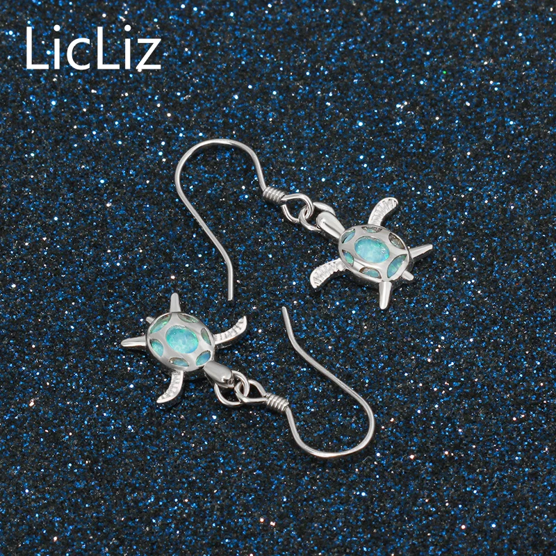 Женские серьги подвески из серебра 925 пробы с голубым опалом|drop earrings|earrings womenearring