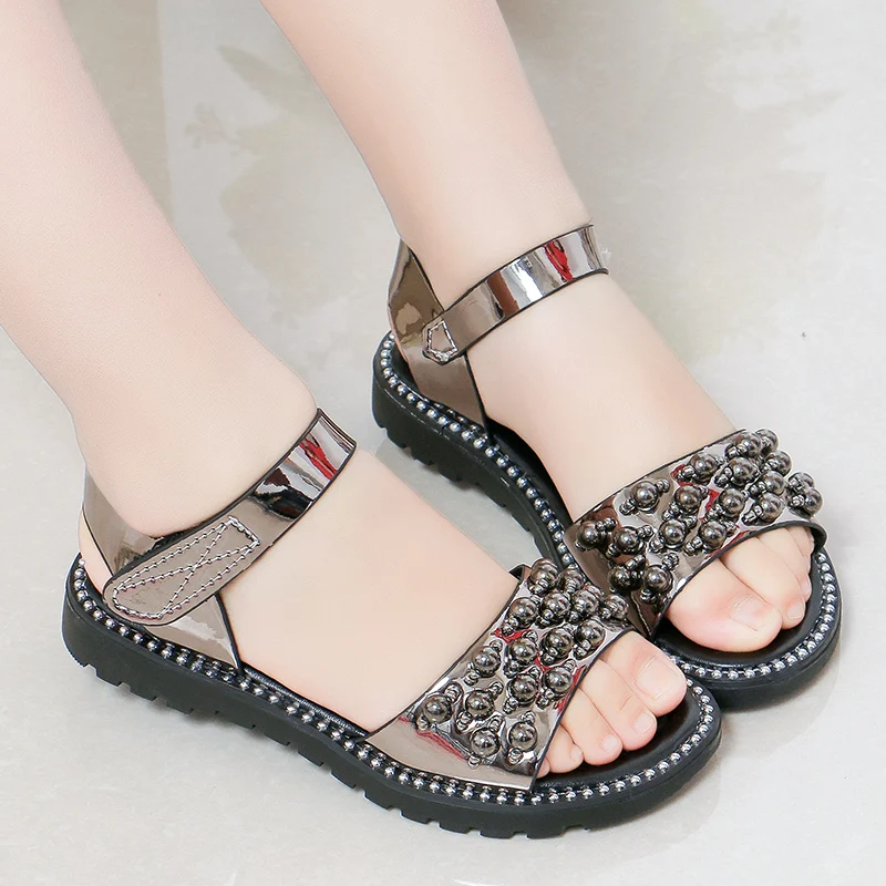 Женский Детские Сандалии Летняя обувь для девочек со стразами Модное платье